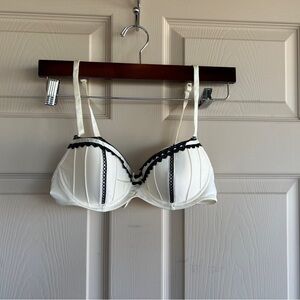 Candie's Cream and Black Lace Bra